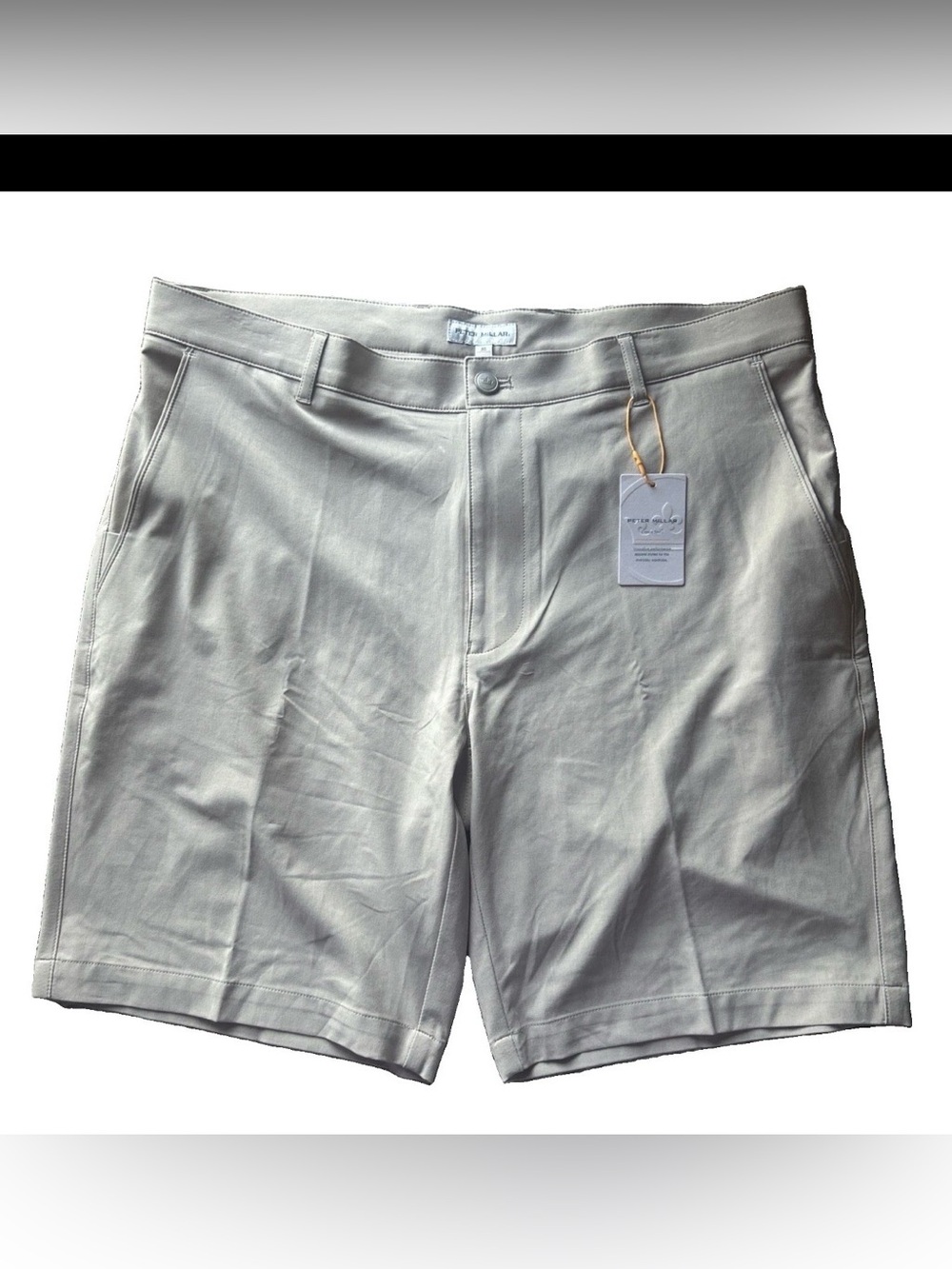 Peter Millar Men's Flat-Front Cream Shorts